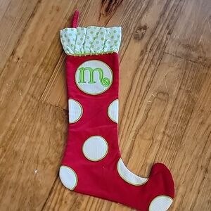 Red and Green Polka Dot Christmas Stocking